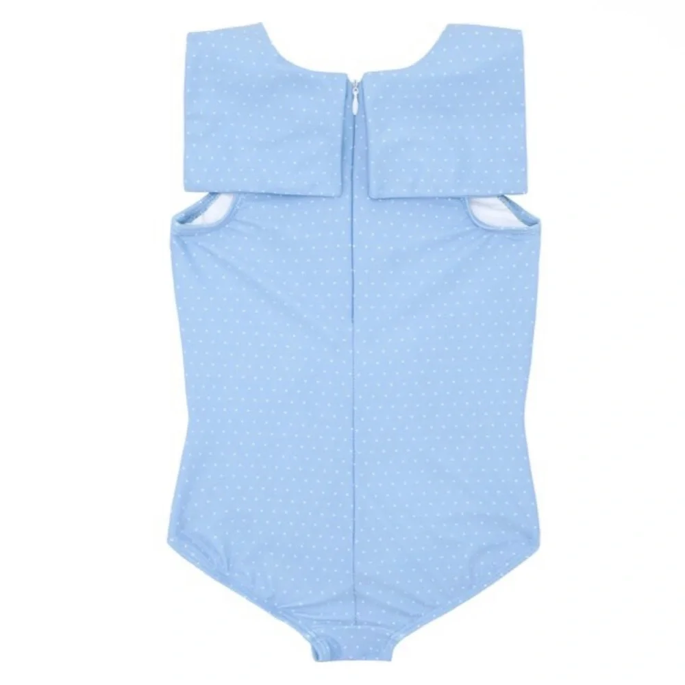 Minnow Girl's Mulberry Blue Dot Sailor One-Piece Swimsuit - Size 7/8T